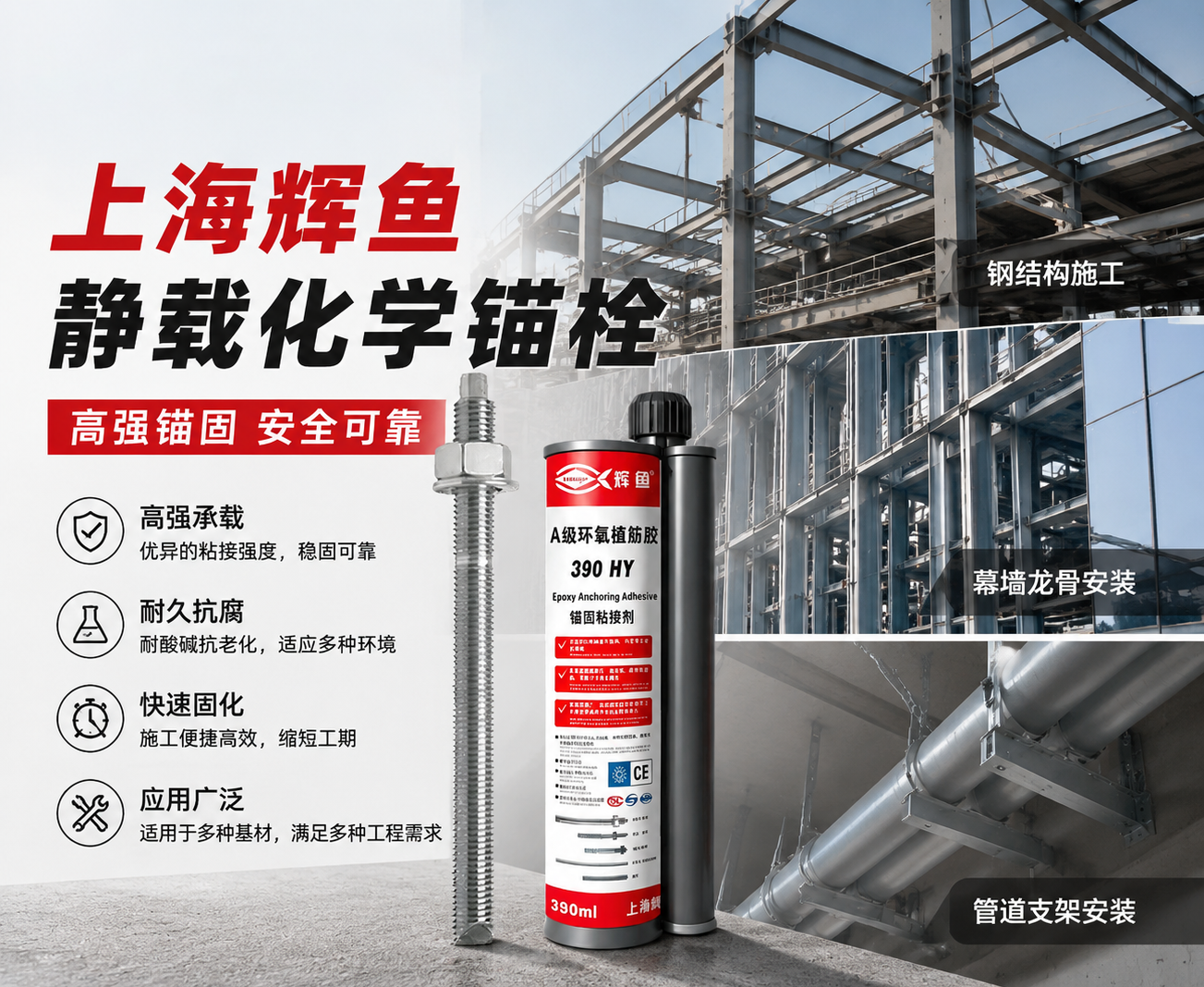 静载工况优选！上海辉鱼 HY 化学锚栓锚固原理科普